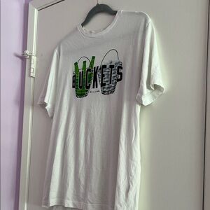 Travis Mathew White 'Buckets' Graphic Tee with Green and Black Accents